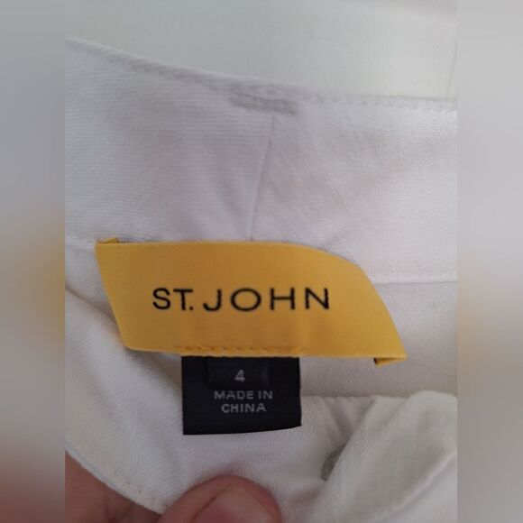 St.John white cotton low-rise trousers with zippers size 4 - Picture 2 of 11